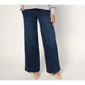 Belle by Kim Gravel Size 6 TripleLuxe Twill Palazzo Topstich Jean Blue